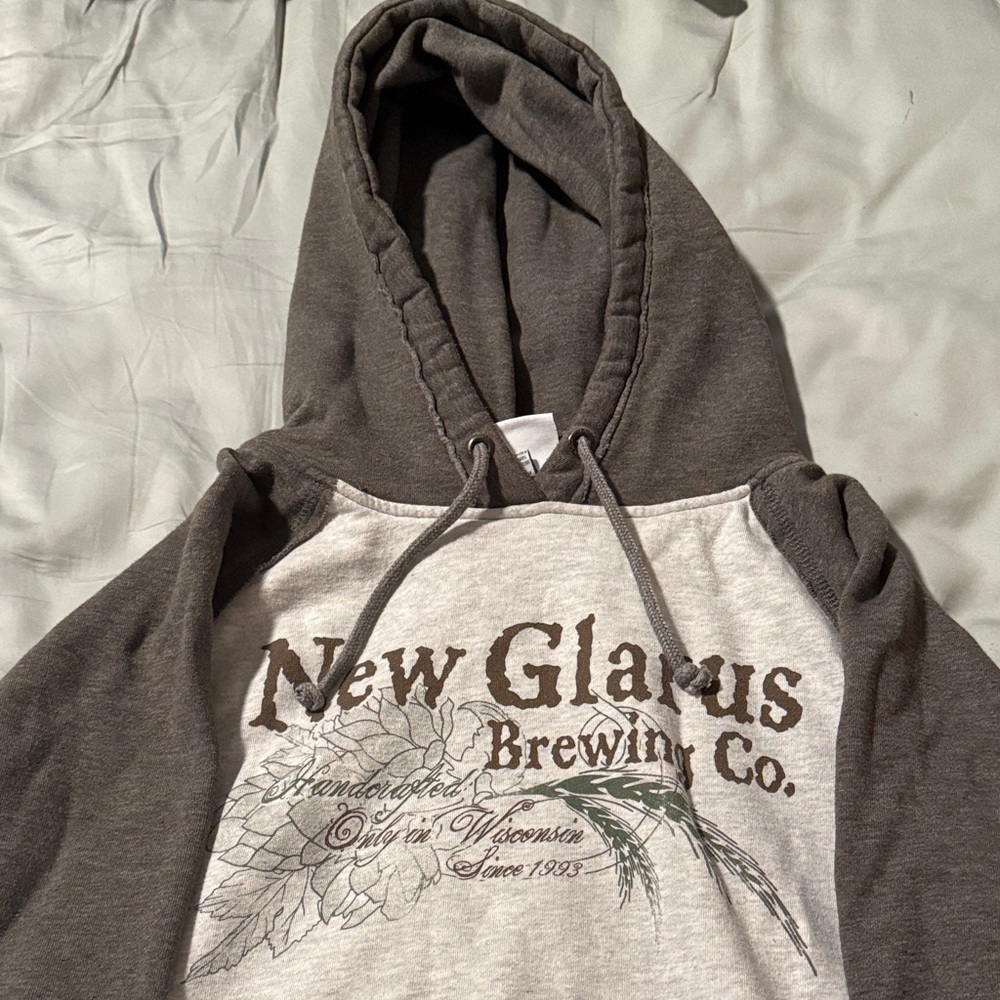 New Glarus Brewing Company Charcoal and Cream Hoodie